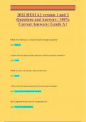 2021 HESI A2 version 1 and 2 Questions and Answers | 100%  Correct Answers | Grade A+