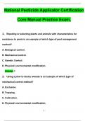 National Pesticide Applicator Certification Core Manual Practice Exam 50 Questions with 100% Correct Answers | Verified | Latest Update