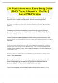 214 Florida Insurance Exam Study Guide  100% Correct Answers