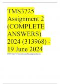 TMS3725 Assignment 2 (COMPLETE ANSWERS) 2024 (313968) - 19 June 2024