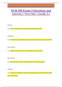 NUR 204 Exam 3 Questions and  Answers | New One | Grade A+