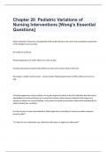 Chapter 20 - Pediatric Variations of Nursing Interventions [Wong's Essential Questions] AND VERIFIED CORRECT ANSWERS 2024