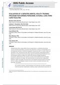 EVALUATION OF A GERIATRIC MENTAL HEALTH TRAINING  PROGRAM FOR NURSING PERSONNEL IN RURAL LONG-TERM  CARE FACILITIES