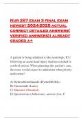 Nur 257 exam 3 final exam newest 2024-2025 actual correct detailed answers( verified answers)| already graded a+