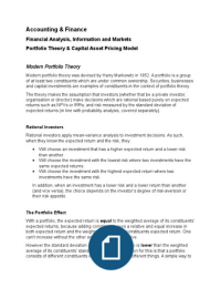 Investment Portfolio Analysis & the Capital Asset Pricing Model - Detailed Lecture Notes