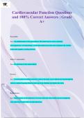 Cardiovascular Function Questions  and 100% Correct Answers | Grade  A+