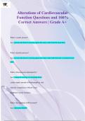 Alterations of Cardiovascular  Function Questions and 100%  Correct Answers | Grade A+