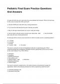 Pediatric Final Exam Practice Questions And Answers