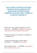 NYS WAXING LICENSE EXAM 2024  NEWEST EXAM COMPLETE 350  QUESTIONS WITH DETAILED  VERIFIED ANSWERS (100% CORRECT)  /ALREADY GRADED A+