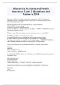 Wisconsin Accident and Health  Insurance Exam 2 Questions and  Answers 2024