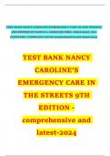 TEST BANK NANCY CAROLINE’S EMERGENCY CARE IN THE STREETS 9TH EDITION BY NANCY L. CAROLINE ISBN- 1284274047, ALL CHAPTERS | COMPLETE GUIDE A+ EMERGENCY CARE IN THE STREETS 9TH EDITION BY NANCY L. CAROLINE ISBN- 1284274047, ALL CHAPTERS | COMPLETE GUIDE A+