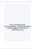 WGU INFORMATION MANAGEMENT - C468 QUESTIONS WITH CORRECT DETAILED ANSWERS 2024.