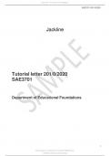   Tutorial letter 201/0/2020 SAE3701  Department of Educational Foundations