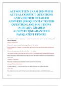 ACI WRITTEN EXAM 2024 WITH  ACTUAL CORRECT QUESTIONS  AND VERIFIED DETAILED  ANSWERS |FREQUENTLY TESTED  QUESTIONS AND SOLUTIONS  |ALREADY GRADED  A+|NEWEST|GUARANTEED  PASS|LATEST UPDATE