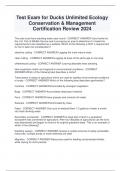 Test Exam for Ducks Unlimited Ecology  Conservation & Management  Certification Review 2024