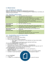 Observatiemethodieken - samenvatting