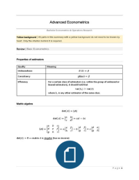 Advanced Econometrics (Summary)