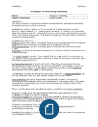 Principles of Marketing Summary - IBMS Year 1