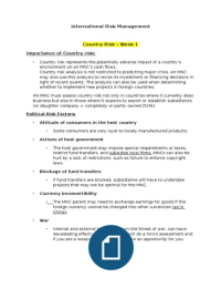 International Risk Management Summary - IBMS Year 2