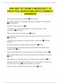 ASU BIO 181 EXAM 2 MODULES 7-12 PRACTICE QUESTIONS WITH CORRECT ANSWERS