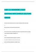 CHEM 121 HOMEWORK 3 EXAM  QUESTIONS WITH COMPLETE SOLUTIONS VERIFIED