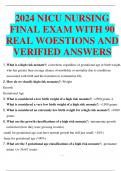 2024 NICU NURSING FINAL EXAM WITH 90 REAL QUESTIONS AND VERIFIED ANSWERS