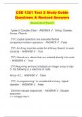 CSE 1321 Test 2 Study Guide Questions & Revised Answers  <Guaranteed Pass!!>