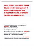 I-to-I TEFL// i-to-i TEFL FINAL  EXAM level 5 assignment 4 - Alberto lesson plan with  QUESTIONS AND ANSWERS  |ALREADY GRADED A+