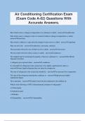 Air Conditioning Certification Exam (Exam Code A-02) Questions With Accurate Answers.