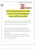 ECCO Global Perspectives in Critical Care: Part 2 Practice Questions and Answers (100% Pass) Verified