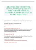 PRACTICE RBC 2 TEST WITH ACTUAL CORRECT QUESTIONS WITH VERIFIED DETAILED ANSWERS ALREADY GRADED A+ GUARANTEED PASS