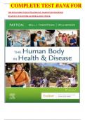 COMPLETE TEST BANK FOR   THE HUMAN BODY IN HEALTH & DISEASE - HARDCOVER 8TH EDITION BY KEVIN T. PATTON PHD (AUTHOR) LATEST UPDATE. 