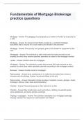 Fundamentals of Mortgage Brokerage Practice Questions and Answers