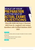 Maryville NURS 663 Exam 2 (Summer 2022 From Dr. Langford's test review) Questions with Certified Solutions 2024-2025