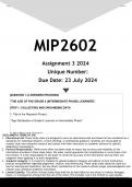 MIP2602 Assignment 3 (ANSWERS) 2024 - DISTINCTION GUARANTEED