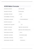 GCSE Maths Formulae Complete Actual Exam Questions With Correct Answers.