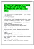 CONSUMER BEHAVIOR FINAL EXAM QUESTIONS WITH CORRECT ANSWERS 100% 2024