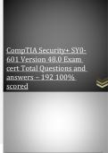 CompTIA Security+ SY0-601 Version 48.0 Exam cert Total Questions and answers – 192 100% scored