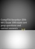 CompTIA Security+ SY0-601 Exam 100 exam cert prep questions and correct answers