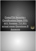 CompTIA Security+ Certification Exam SY0-601 Version- 7.0 |301 actual exam Questions & Answers|