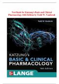 Test Bank for Katzung's Basic and Clinical Pharmacology 16th Edition by Todd W. Vanderah