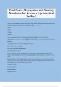 Final Exam - Suspension and Steering Questions And Answers (Updated And Verified)