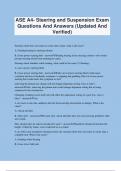 ASE A4- Steering and Suspension Exam Questions And Answers (Updated And Verified)