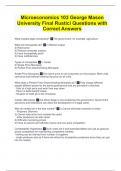 Microeconomics 103 George Mason University Final Rustici Questions with Correct Answers