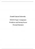 NUR 513 Topic 5 Assignment: Worldview and Nursing Process Personal Statement / Grand Canyon University