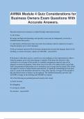 AWMA Module 4 Quiz Considerations for Business Owners Exam Questions With Accurate Answers.