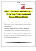 Florida Laws & Rules (Dental Exam ADEX CDCA) Exam Practice Questions and Answers (100% Pass) Verified