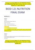 Portage Learning BIOD 121 NUTRITION FINAL EXAM/BIOD121 REVIEW FINAL EXAM LATEST MODULE 1 2024 UPDATE