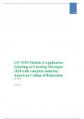 LIT 5353 Module 4 Application Selecting or Creating Strategies 2024 with complete solution; American College of Education