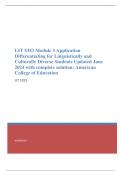 LIT 5353 Module 3 Application Differentiating for Linguistically and Culturally Diverse Students Updated June 2024 with complete solution; American College of Education